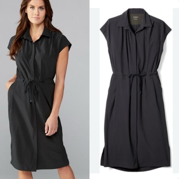 REI Sun Up Shirt Dress in Black NWOT Size Medium - Picture 1 of 14